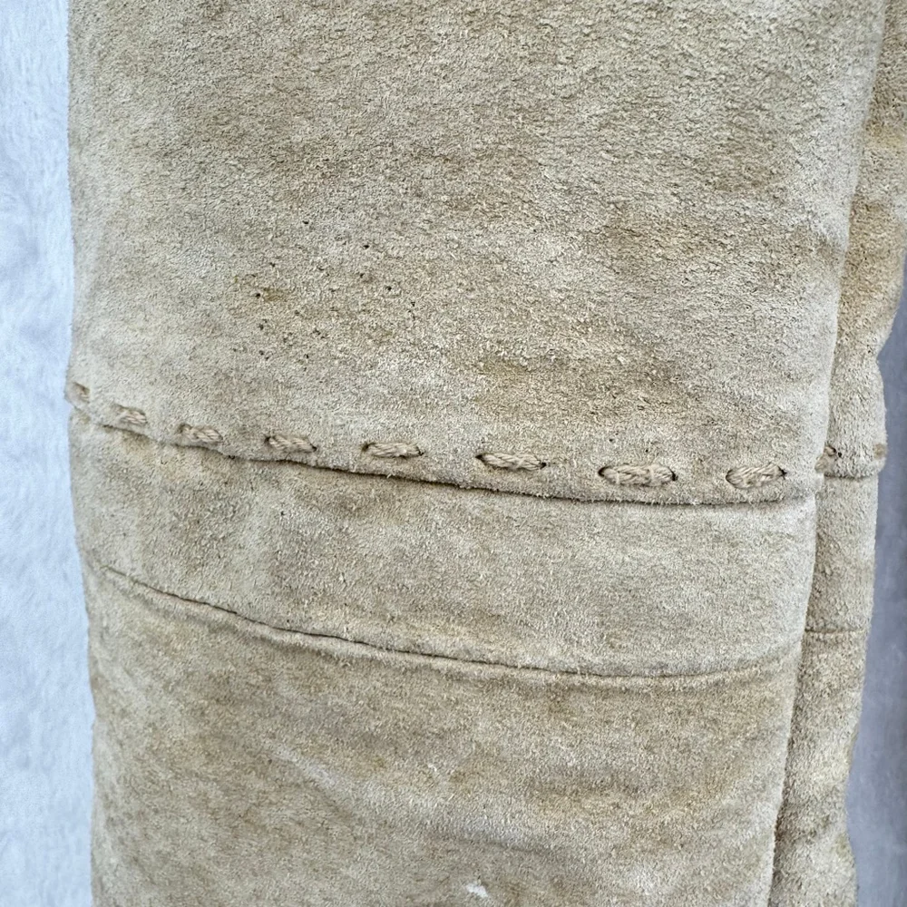 Penny Lane Coat Vintage 90s Y2K Beige Suede Sherpa Lined Button Front Pockets L - Picture 4 of 8